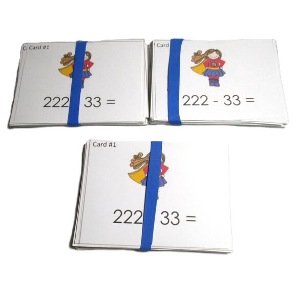 Math Task Cards Subtraction Three Sets for Six Students Colorful Storage Cases - Picture 4 of 4
